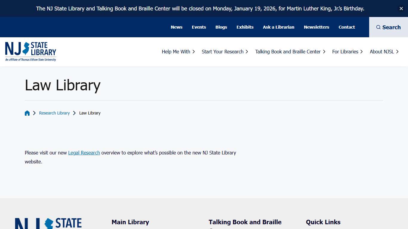 Law Library | New Jersey State Library